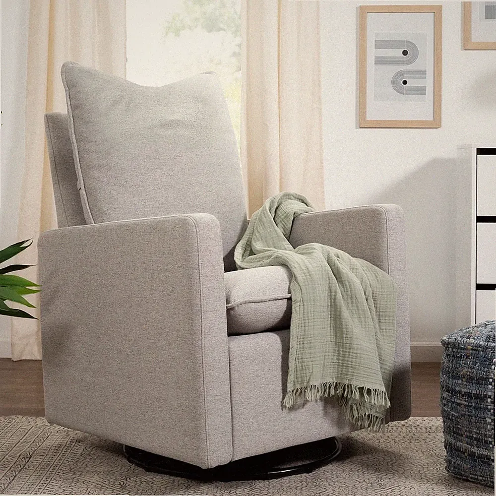 BABYLETTO CALI PILLOWBACK SWIVEL GLIDER IN ECO-PERFORMANCE FABRIC - GRAY