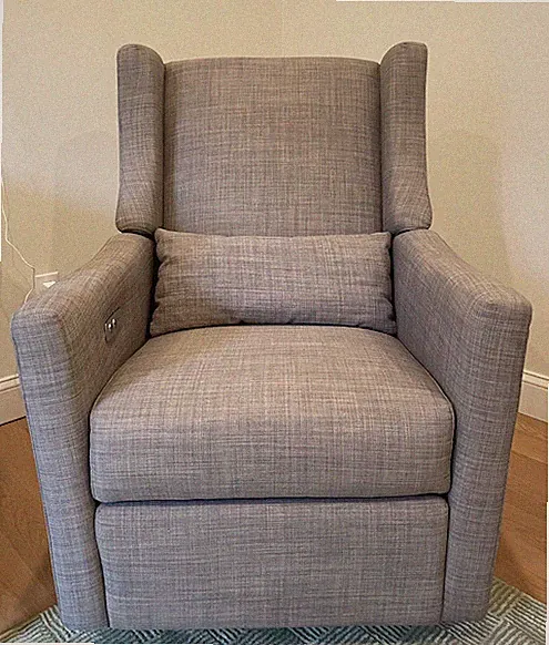 Babyletto Kiwi Electronic Recliner and Swivel Glider with USB Port Gray Tweed