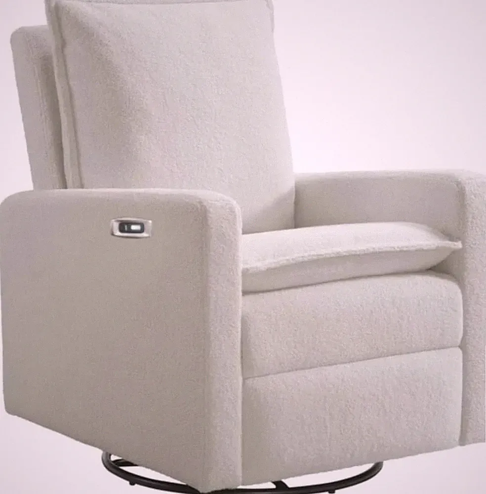Uptown Power Recliner/Glider, Boucle White